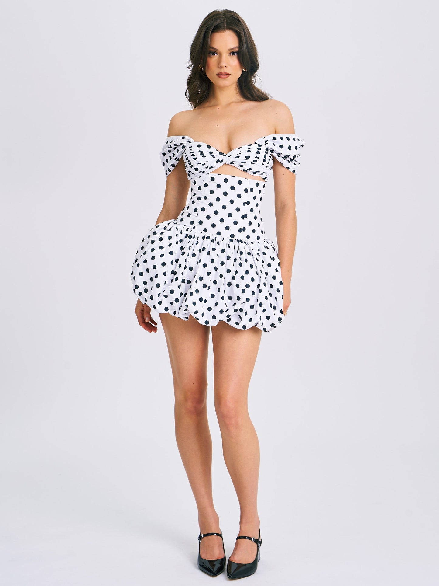 Taj Polka Dots Bubble Hem Mini Dress