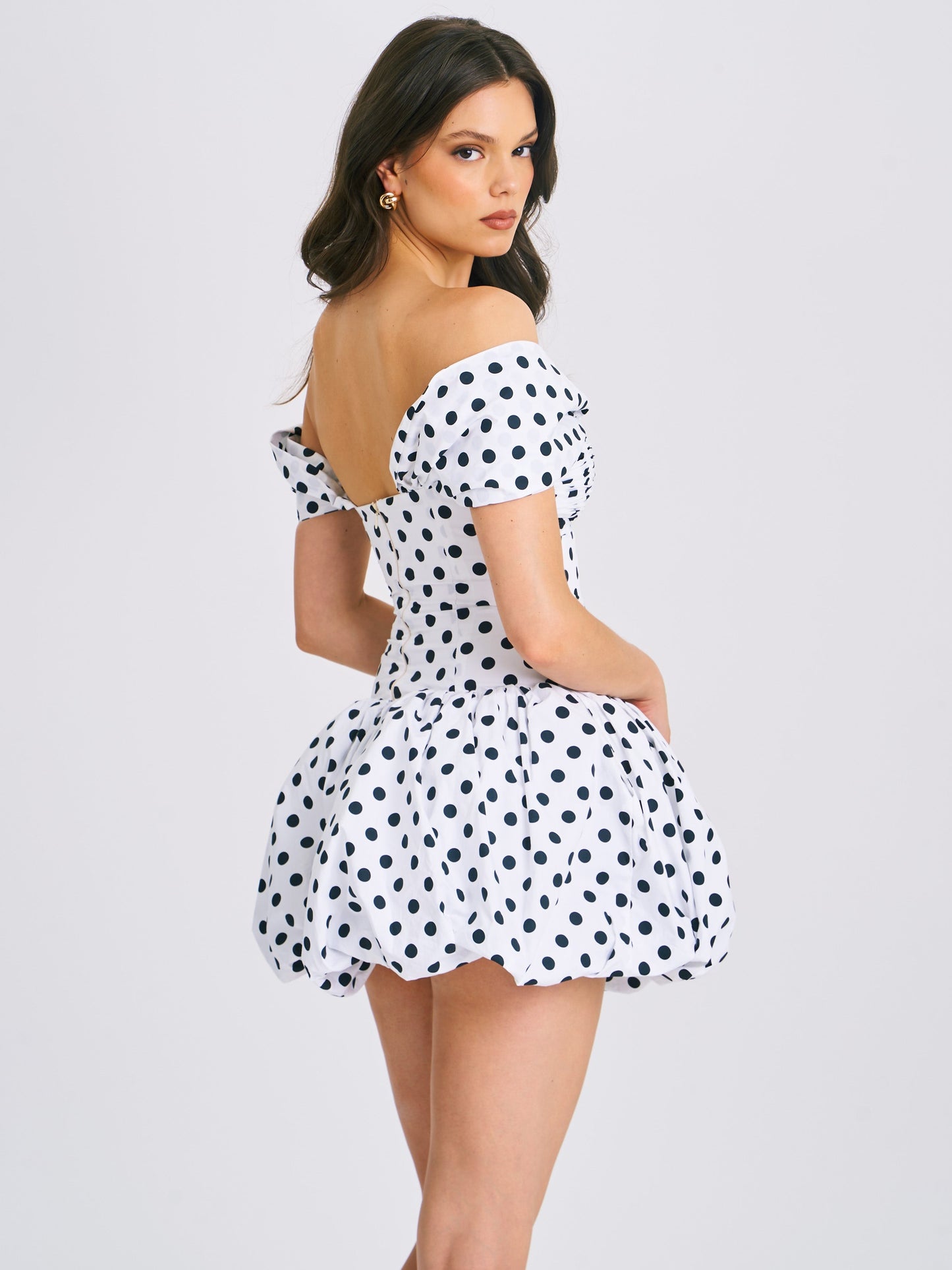 Taj Polka Dots Bubble Hem Mini Dress