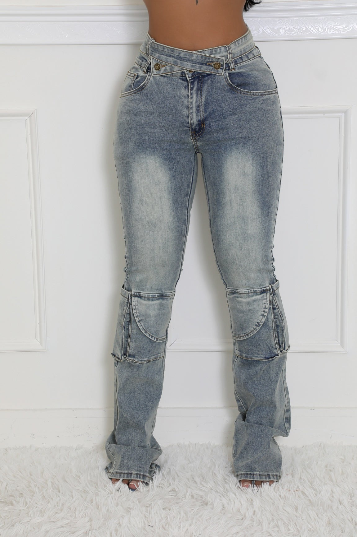 DOUBLE WAIST DENIM JEANS