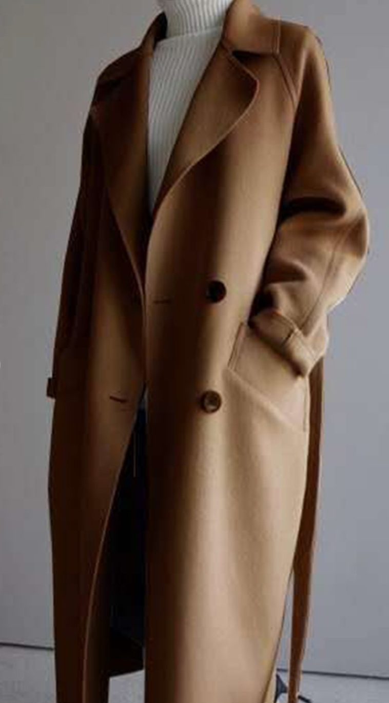 Classic Camel Trench Coat Chic by Taj