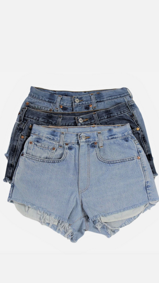 High-Rise Upcycled Denim Cutoff Shorts - Original