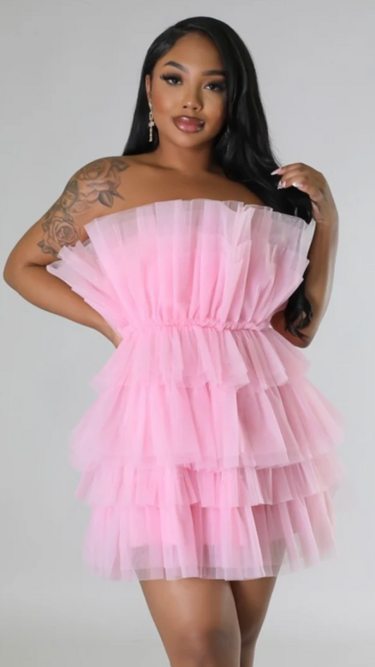 TAJ BUSTIER TULLE MINI DRESS