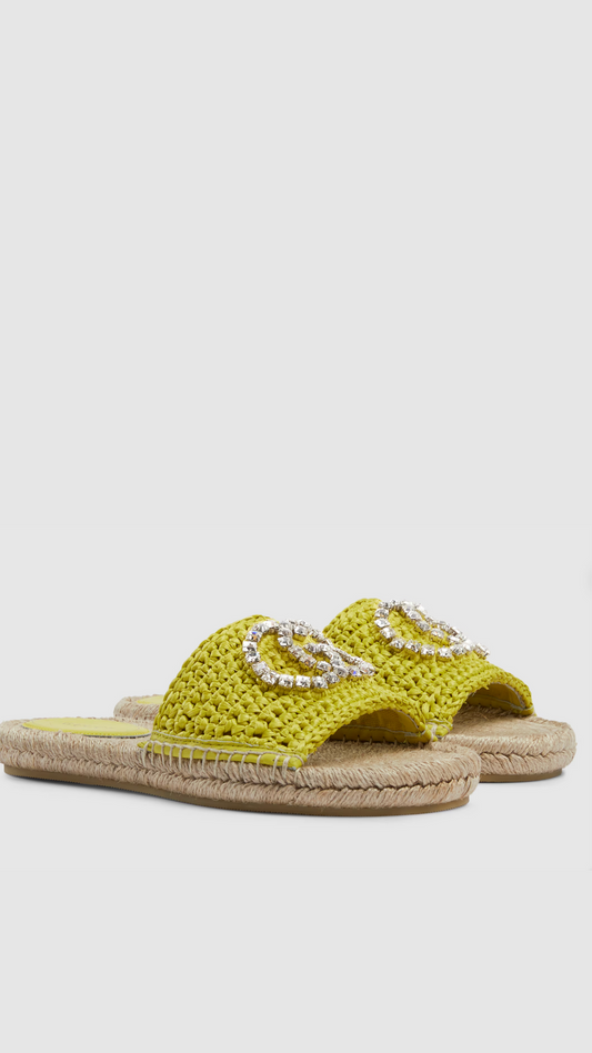 Taj viscose-effect raffia Slides